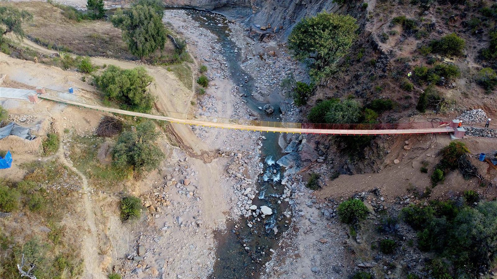 Bolivia Suspended Bridge Above