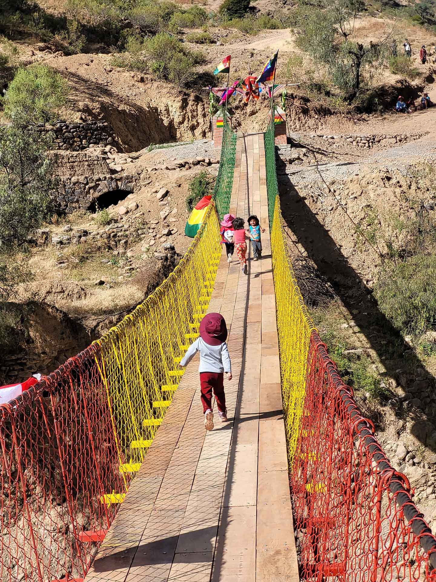 Bolivia Suspended Bridge Running