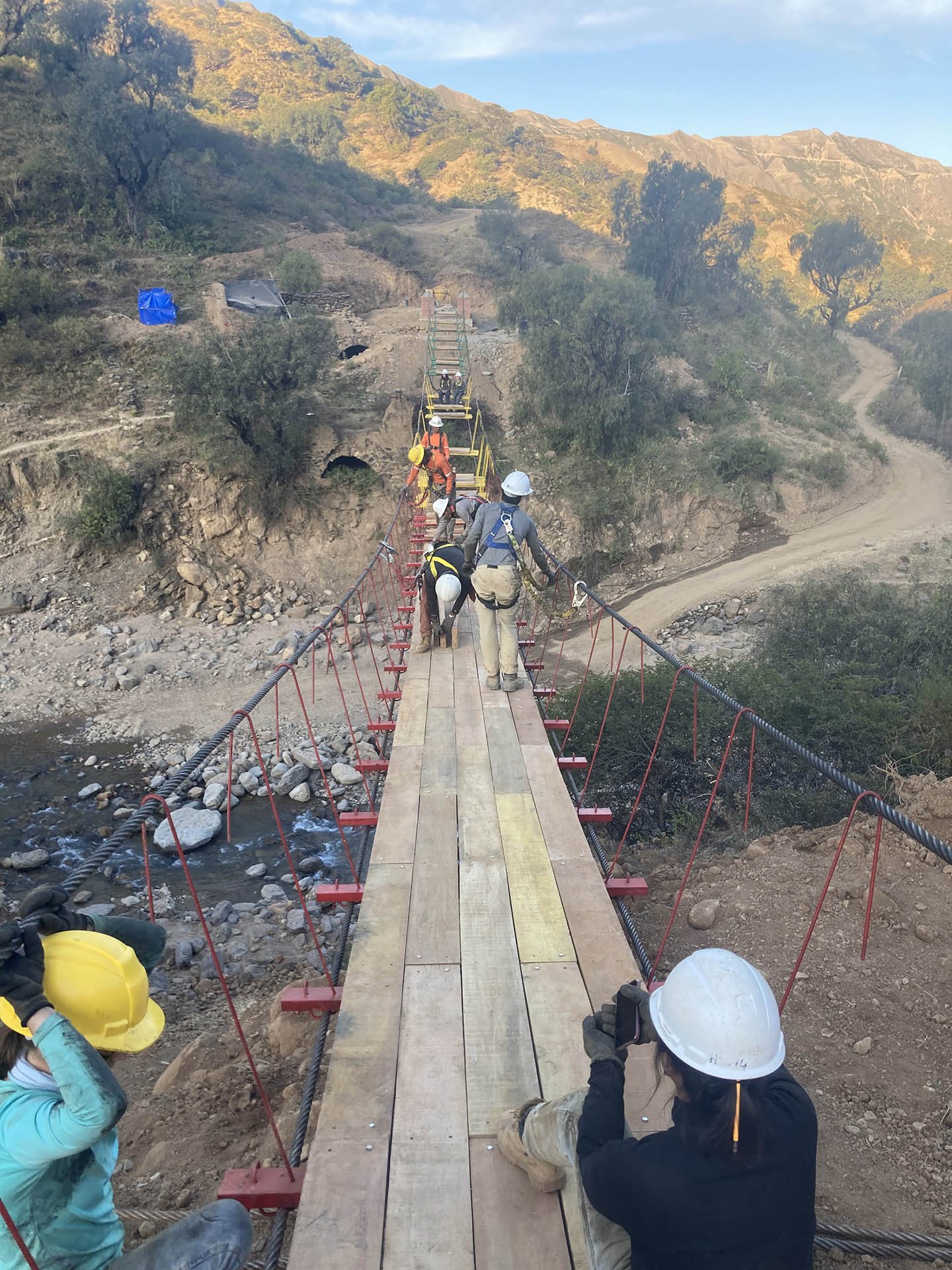 Bolivia Suspended Bridge Work